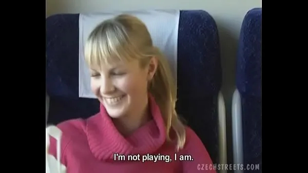 Nye Czech streets Blonde girl in train kule filmer