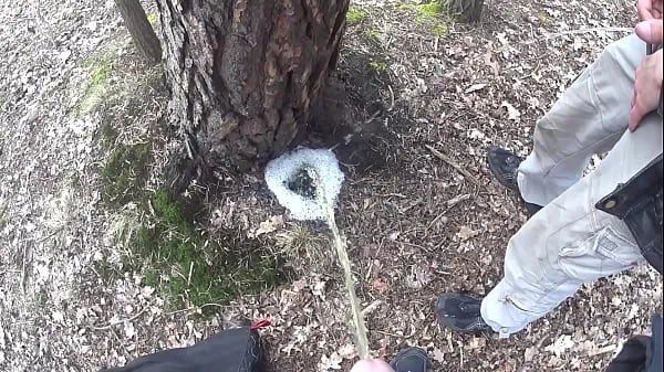 boys pissing together a big foamy puddle at a tree Phim thú vị mới