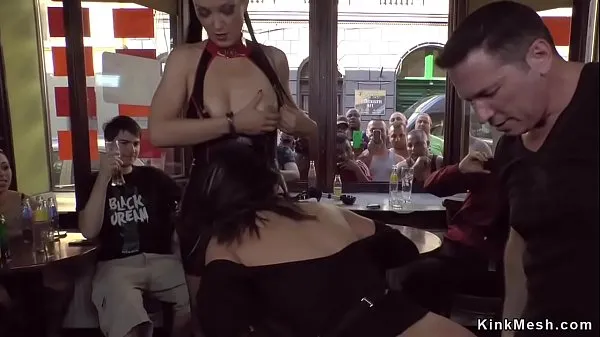 New Stunning brunette European teen fucking and sucking nipples to mistress in crowded bar cool Movies