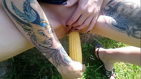 New Lucy Ravenblood fucking pussy with corn in public cool Movies