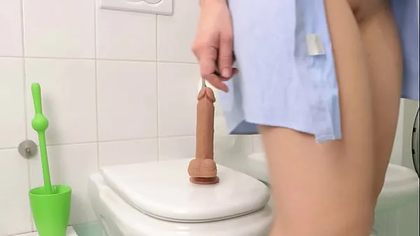 New The beauty hid in the toilet and fucked herself with a big dildo. Masturbation. AnnaHomeMix cool Movies
