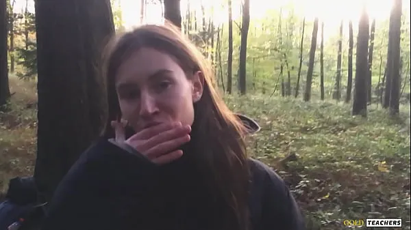 New Russian girl gives a blowjob in a German forest (family homemade porn cool Movies